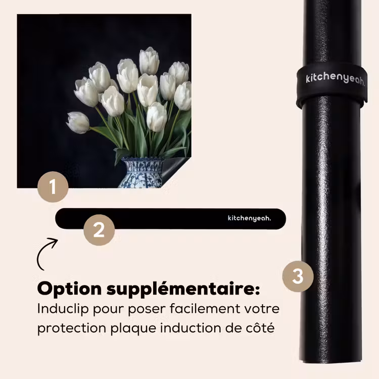 Protection plaque induction - Blanc - Fleurs - Tulipes - Vase — 8