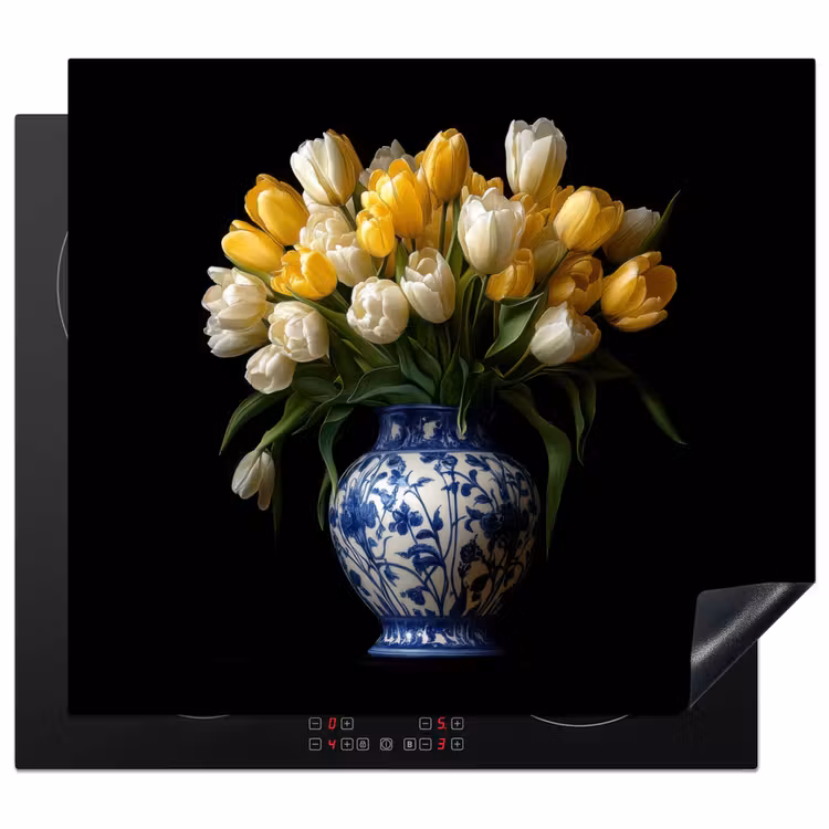 Protection plaque induction - Jaune - Tulipes - Vase - Fleurs — 1