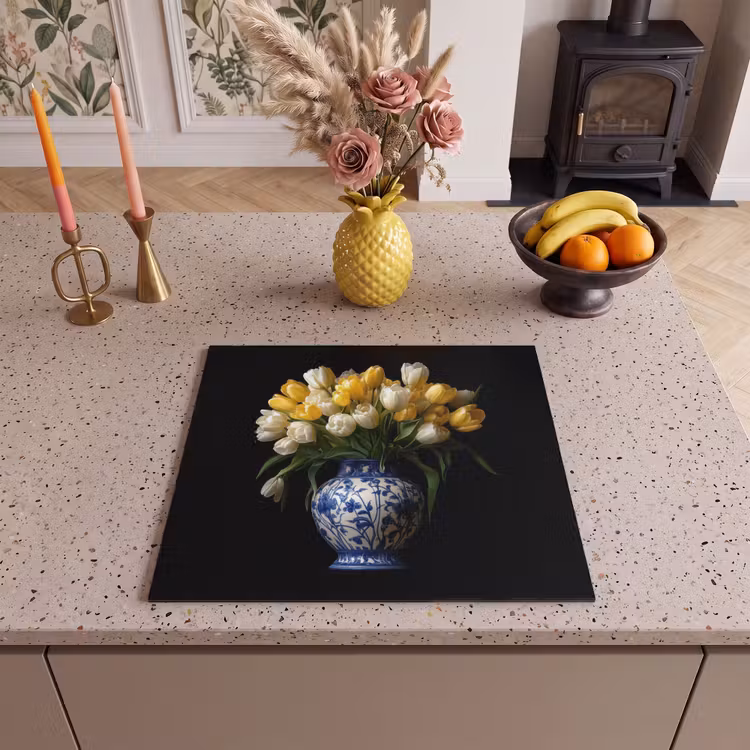 Protection plaque induction - Jaune - Tulipes - Vase - Fleurs — 3