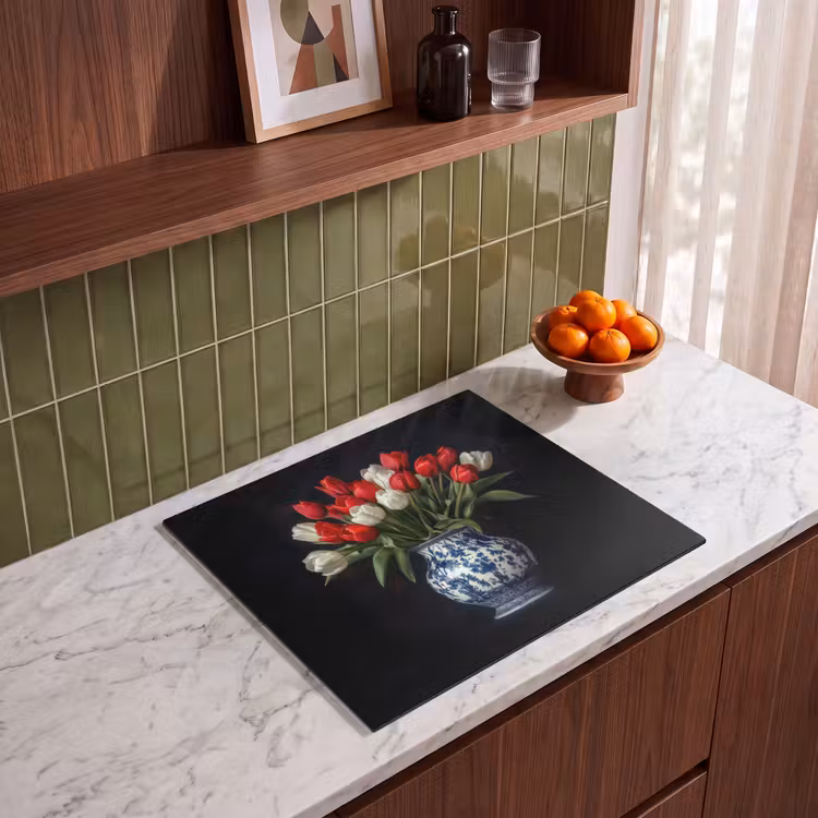 Protection plaque induction - Rouge - Fleurs - Tulipes - Vase — 4