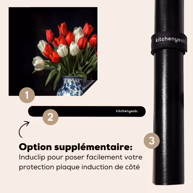 Protection plaque induction - Rouge - Fleurs - Tulipes - Vase — 8
