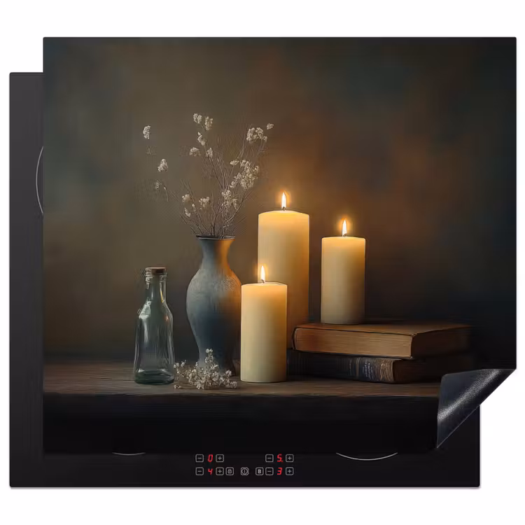 Protection plaque induction - Bougies - Nature morte - Rustique - Livres — 1