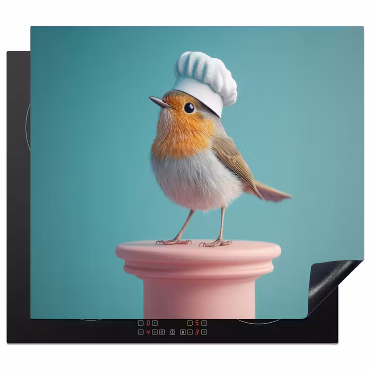 Protection plaque induction - Rouge-gorge - Oiseau - Toque - Socle — 1