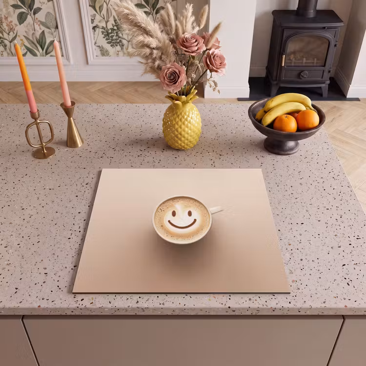 Protection plaque induction - Café - Mousse de lait - Sourire - Beige — 3