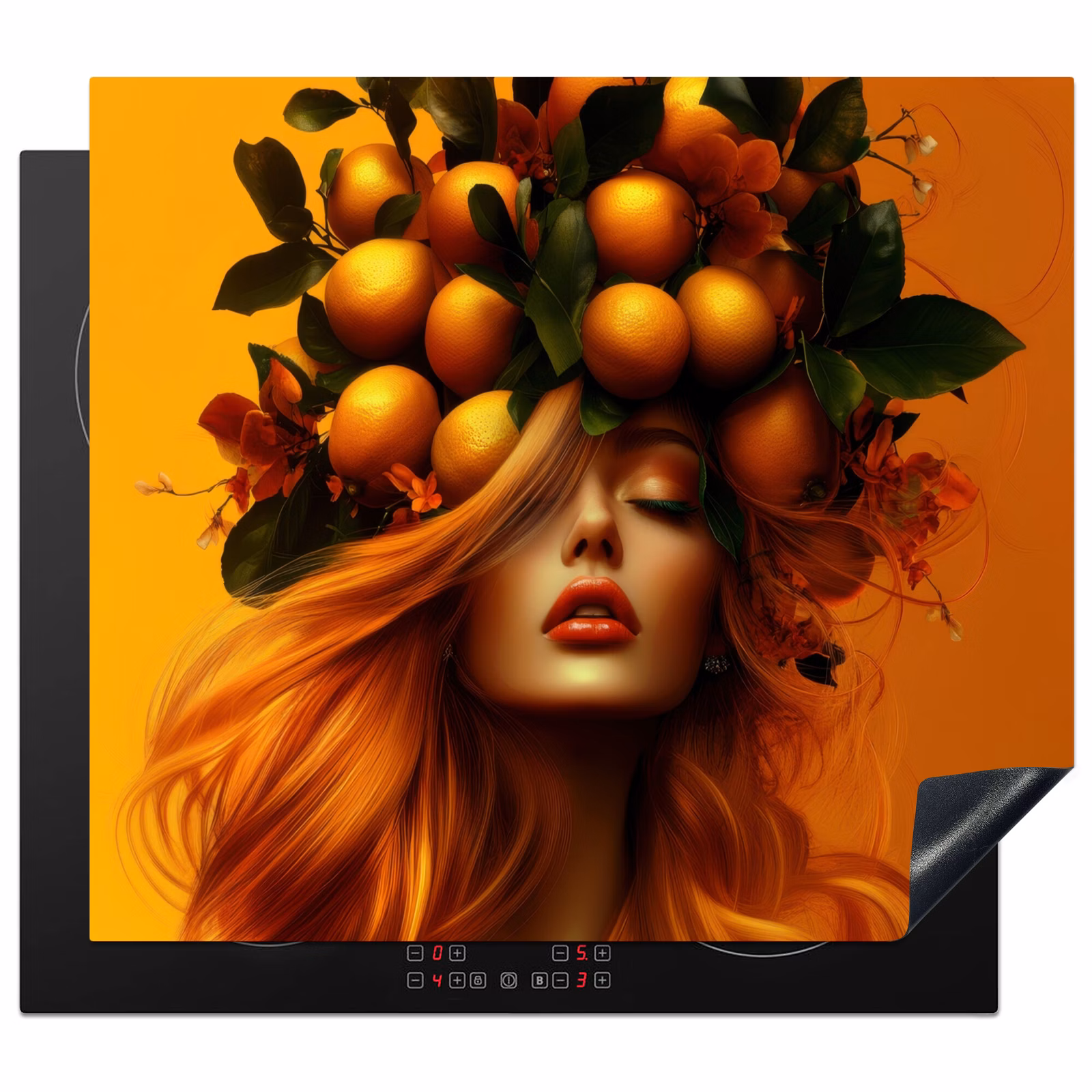 Protection plaque induction - Femme - Citrons - Fleur - Jaune — 1