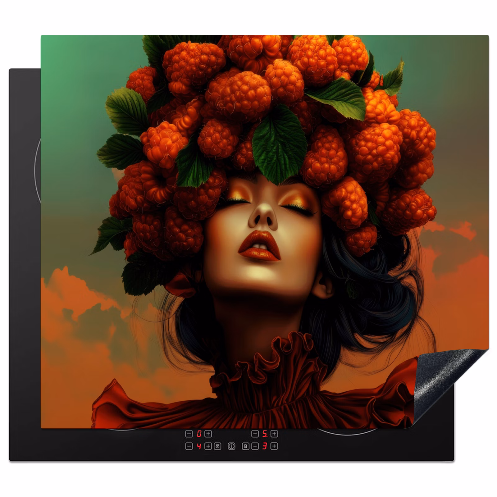Protection plaque induction - Femme - Framboises - Feuilles — 1