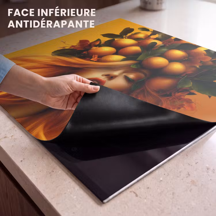Protection plaque induction - Femme - Citrons - Fleur - Jaune — 7