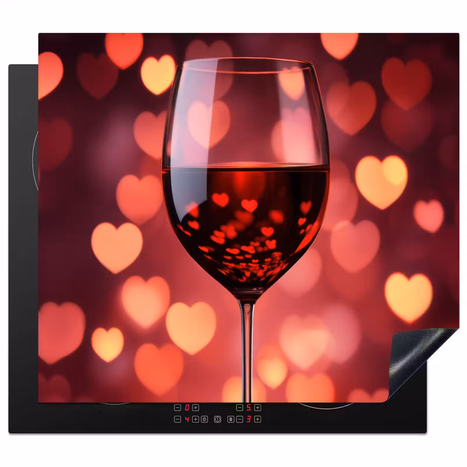 Protection plaque induction - Rouge - Vin - Coeurs — 1