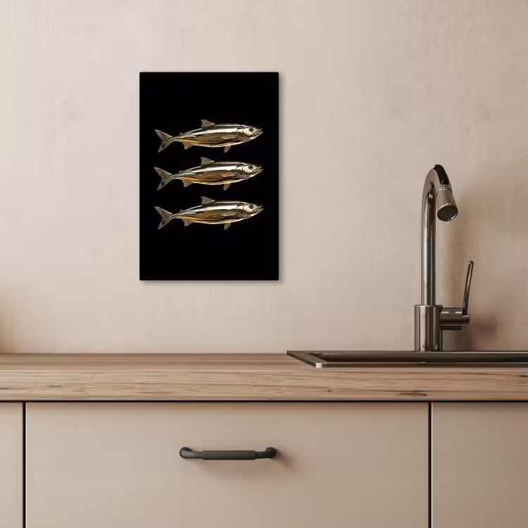 Tableau sur toile - Poissons - Or - Noir — 4