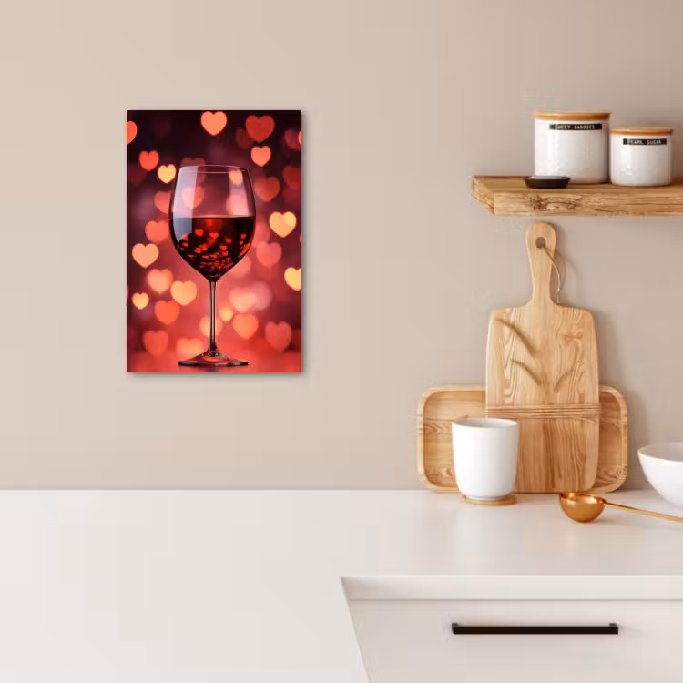 Tableau sur toile - Rouge - Vin - Coeurs — 1