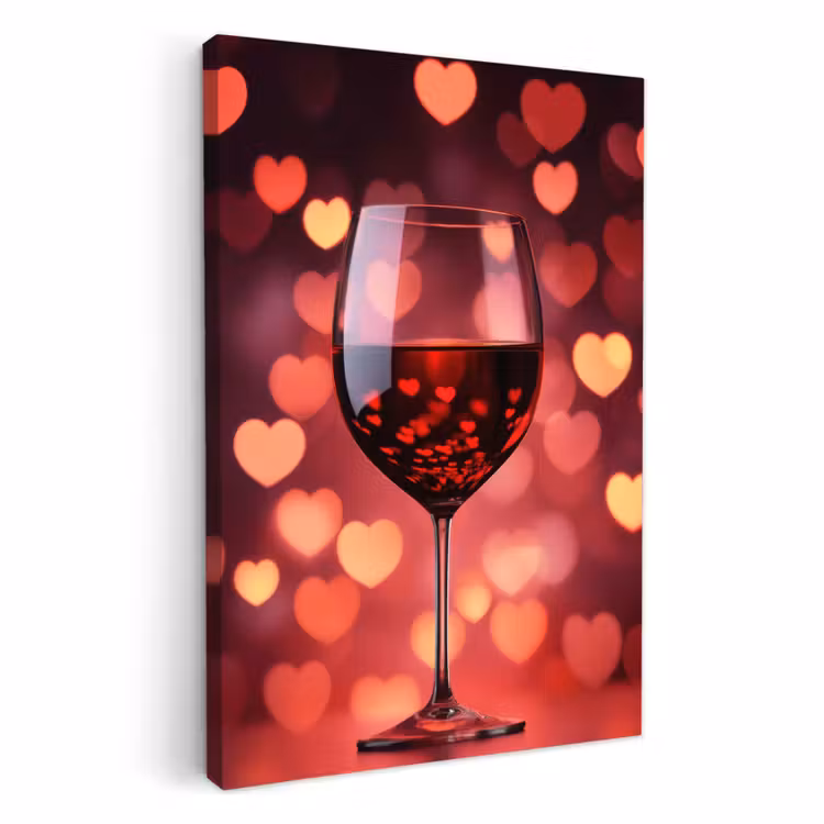 Tableau sur toile - Rouge - Vin - Coeurs — 2