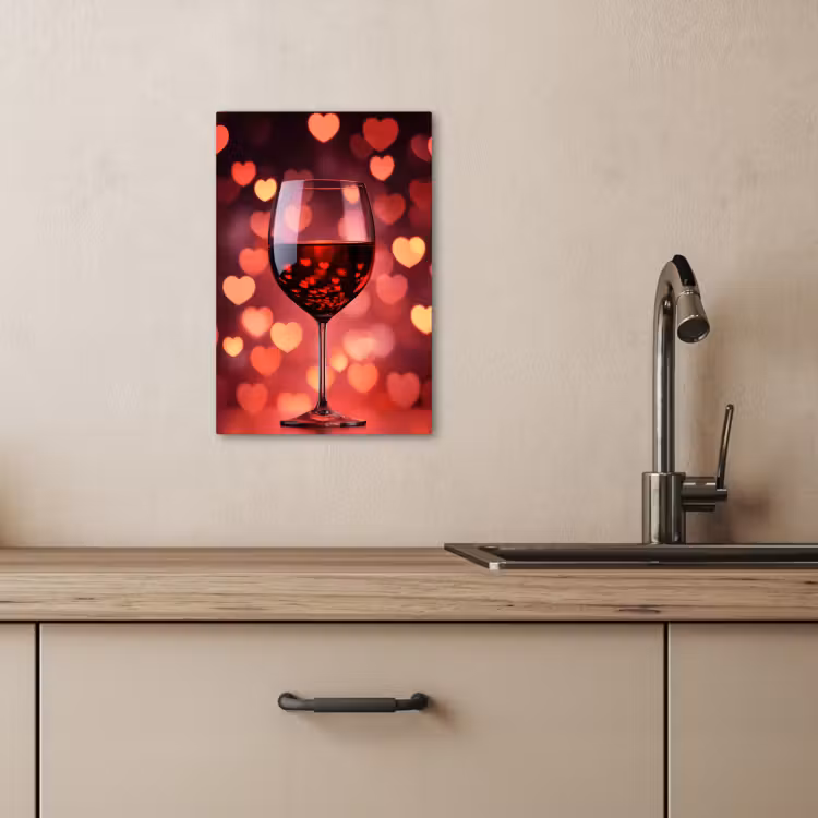 Tableau sur toile - Rouge - Vin - Coeurs — 3