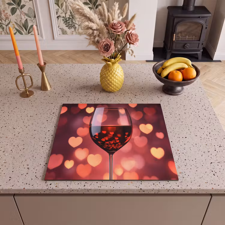 Protection plaque induction - Rouge - Vin - Coeurs — 3