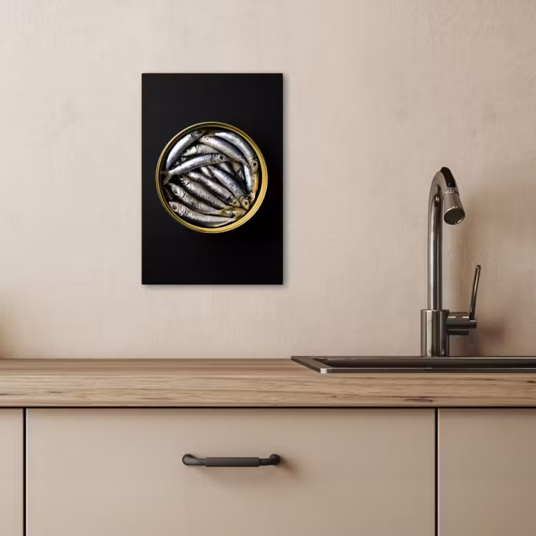 Tableau sur toile - Sardines - Poisson - Rond - Noir — 2