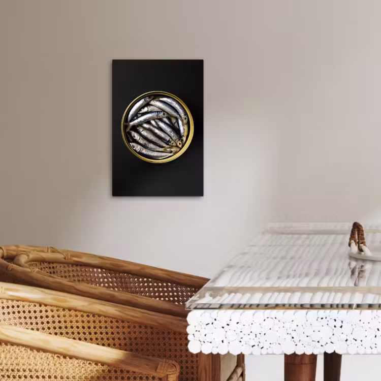 Tableau sur toile - Sardines - Poisson - Rond - Noir — 3