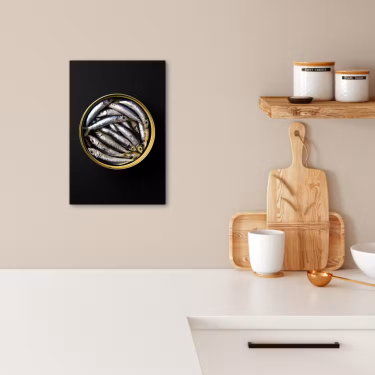 Tableau sur toile - Sardines - Poisson - Rond - Noir — 4