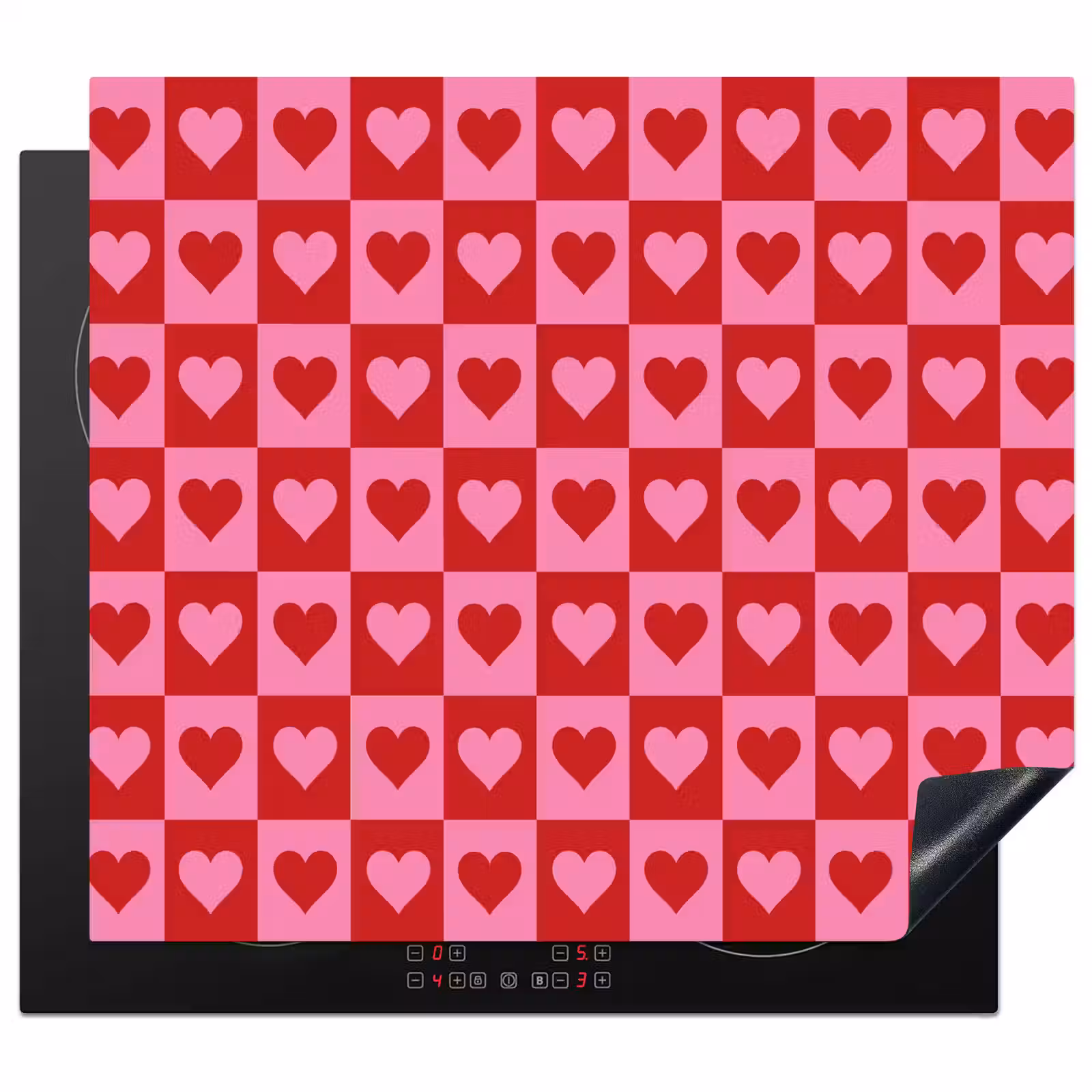 Protection plaque induction - Rouge - Rose - Échiquier - Valentin — 1
