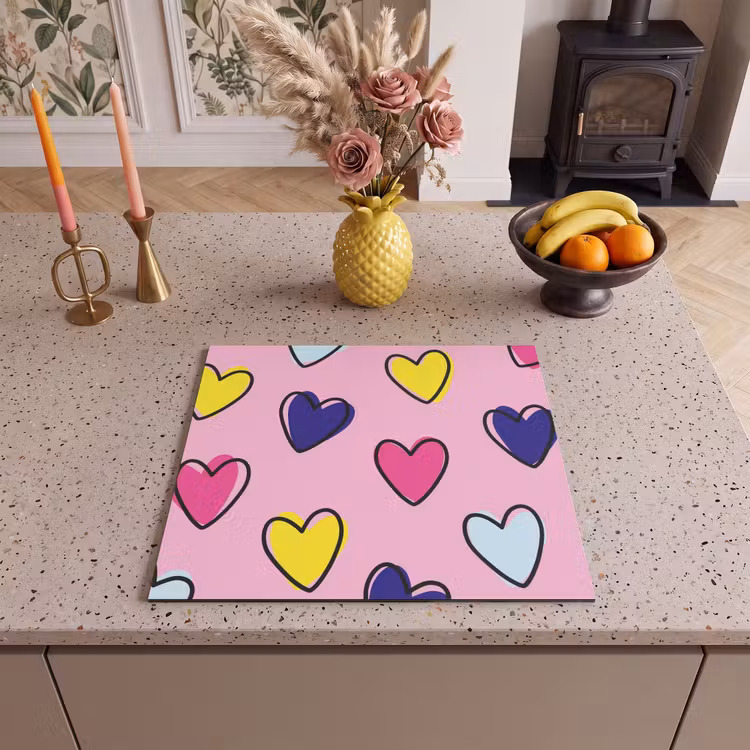 Protection plaque induction - Coeurs - Valentin - Motif - Coloré — 3