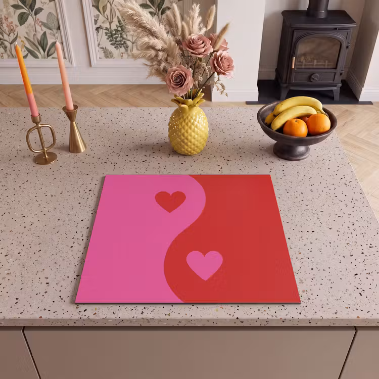 Protection plaque induction - Minimaliste - Rouge - Rose - Coeurs — 3