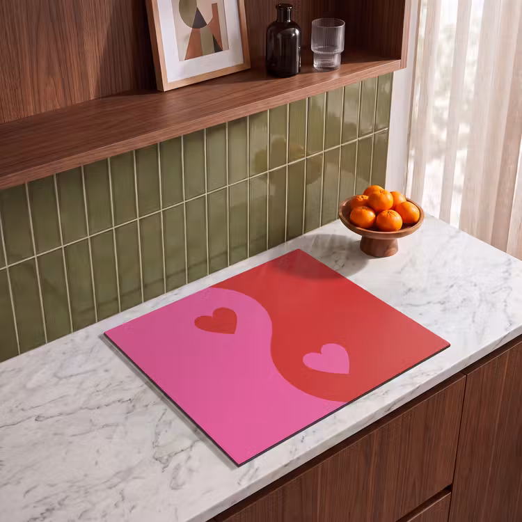 Protection plaque induction - Minimaliste - Rouge - Rose - Coeurs — 4