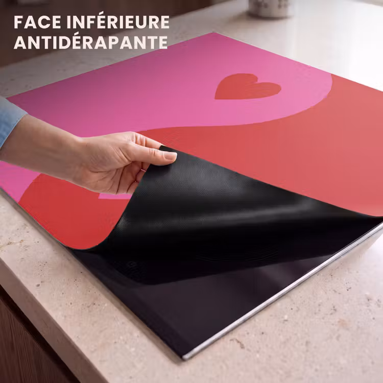 Protection plaque induction - Minimaliste - Rouge - Rose - Coeurs — 7