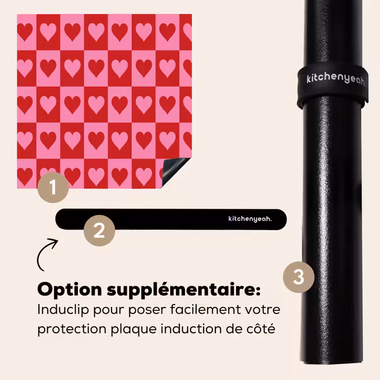 Protection plaque induction - Rouge - Rose - Échiquier - Valentin — 8