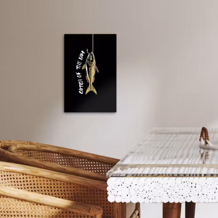 Tableau sur toile - Poisson - Noir - Or - Texte — 3