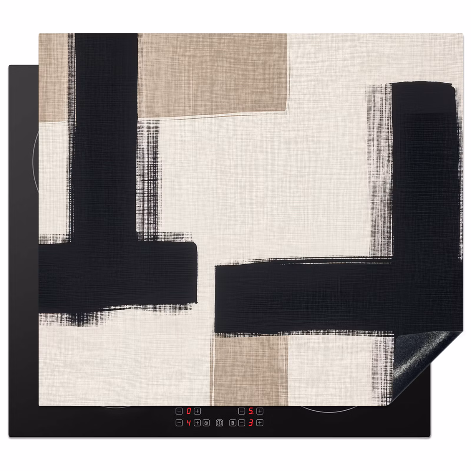 Protection plaque induction - Noir - Abstrait - Japandi — 1