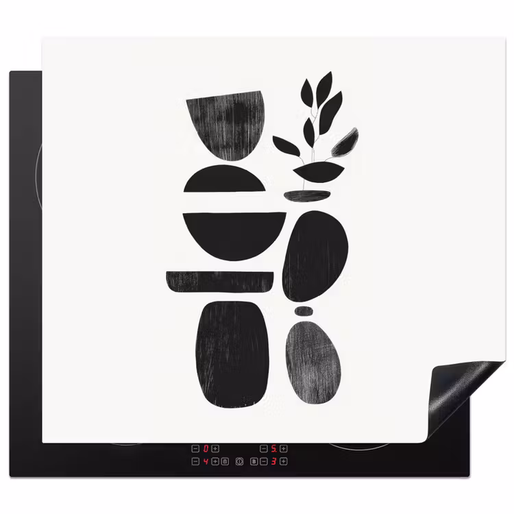 Protection plaque induction - Japandi - Noir - Abstrait — 1