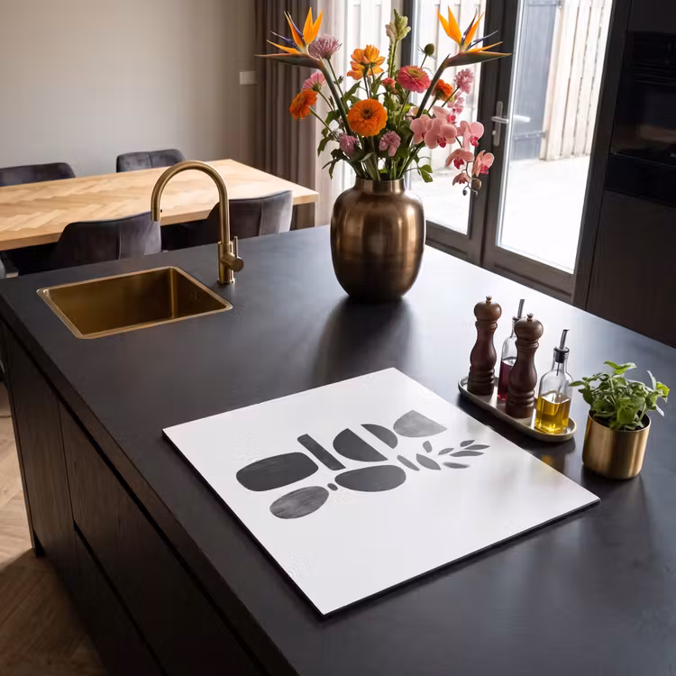 Protection plaque induction - Japandi - Noir - Abstrait — 2