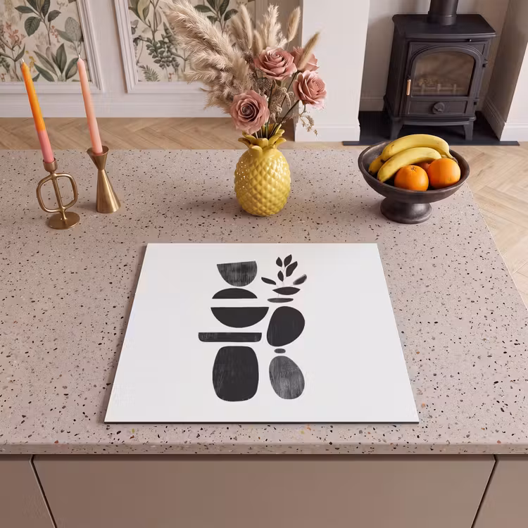 Protection plaque induction - Japandi - Noir - Abstrait — 3