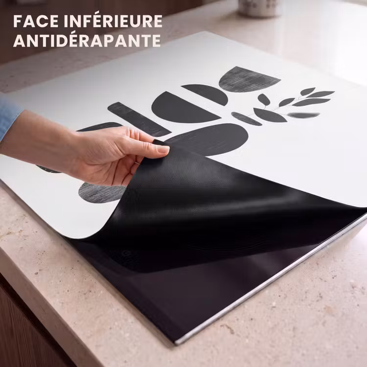 Protection plaque induction - Japandi - Noir - Abstrait — 7