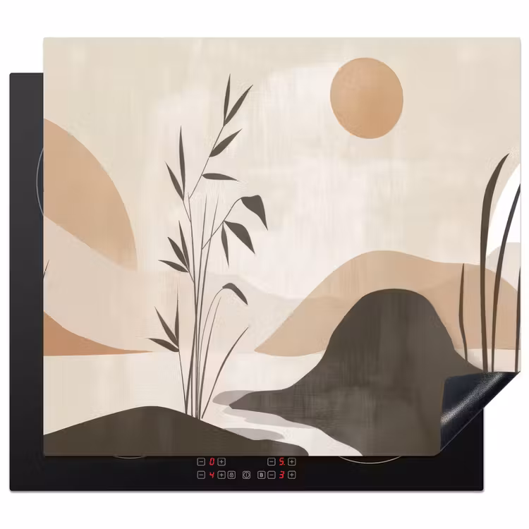 Protection plaque induction - Japandi - Paysage - Beige — 1