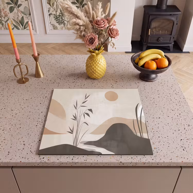 Protection plaque induction - Japandi - Paysage - Beige — 3