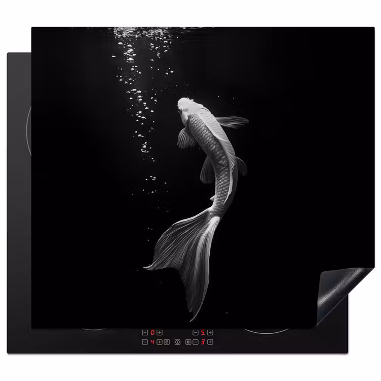 Protection plaque induction - Koi - Poisson - Blanc - Noir — 1