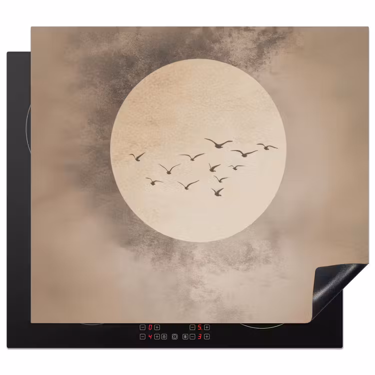 Protection plaque induction - Oiseau - Beige - Japandi — 1