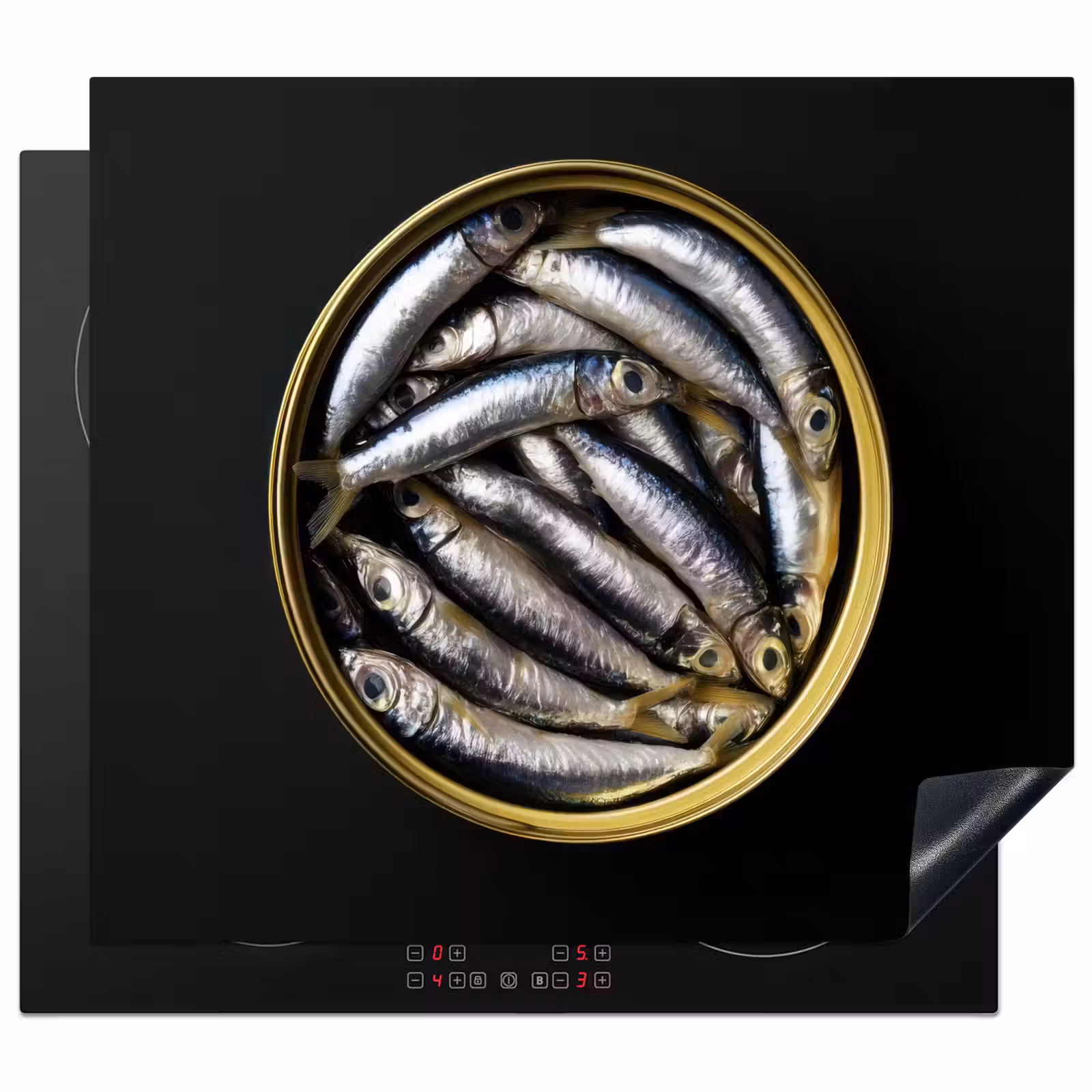 Protection plaque induction - Sardines - Poisson - Rond - Noir — 1