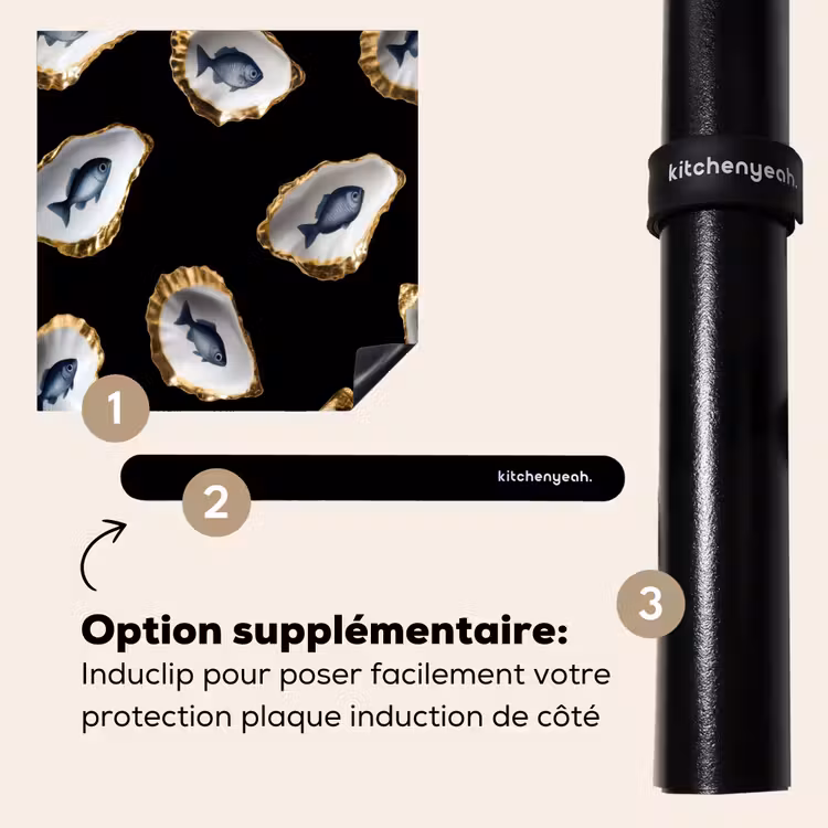 Protection plaque induction - Huîtres - Poissons - Bleu - Or — 8