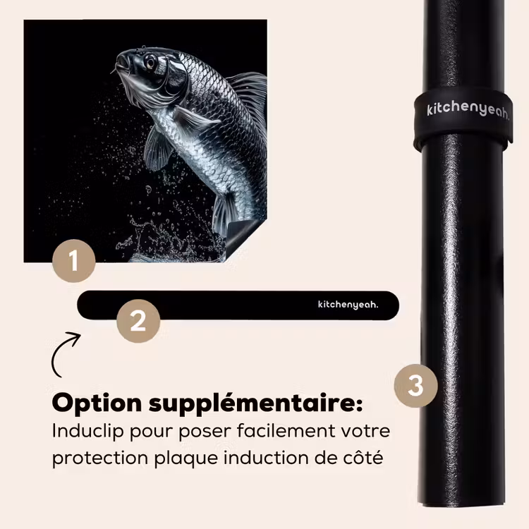 Protection plaque induction - Poissons - Koi - Noir - Eau — 8