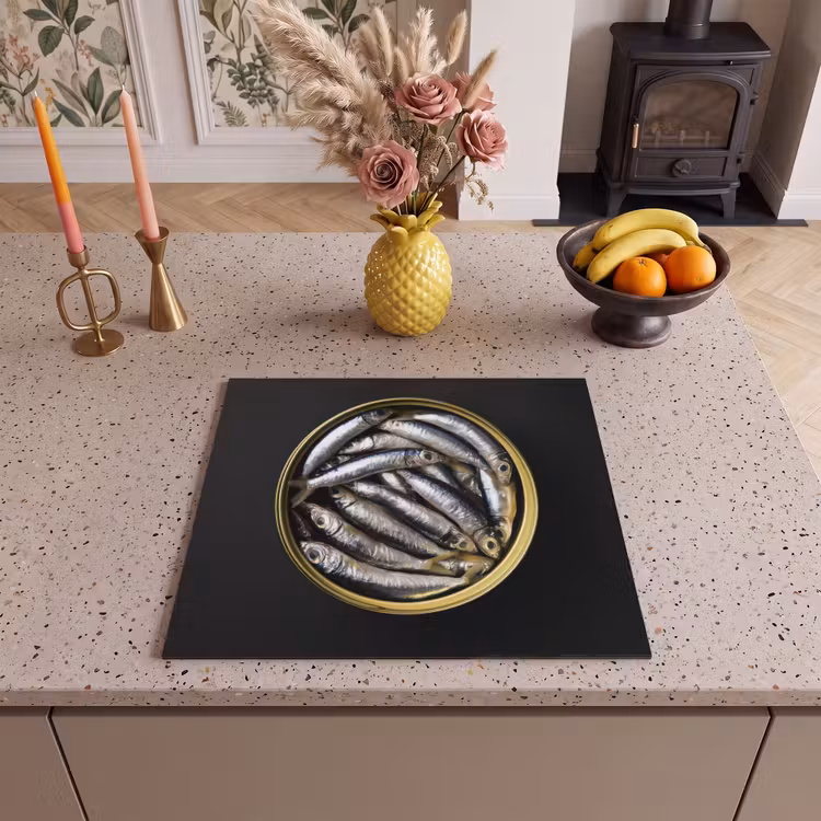 Protection plaque induction - Sardines - Poisson - Rond - Noir — 3