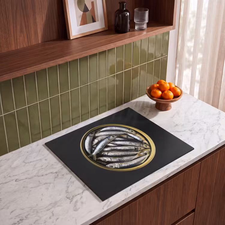Protection plaque induction - Sardines - Poisson - Rond - Noir — 4