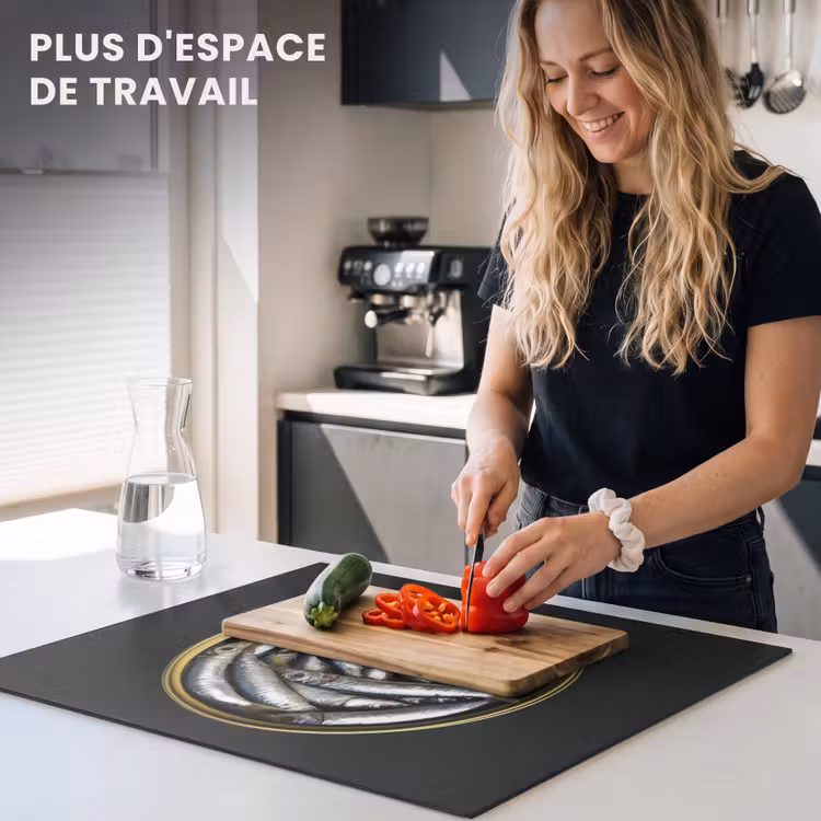 Protection plaque induction - Sardines - Poisson - Rond - Noir — 5