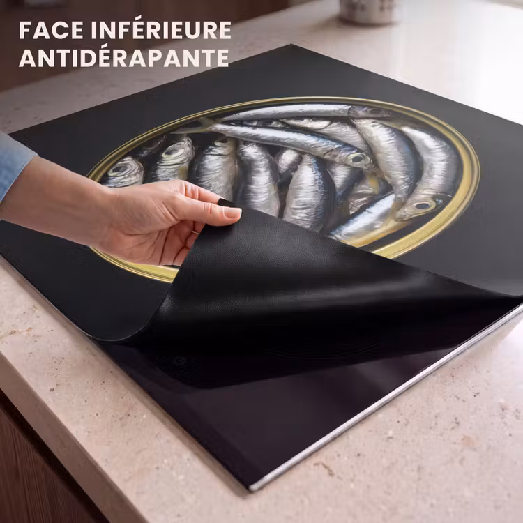 Protection plaque induction - Sardines - Poisson - Rond - Noir — 7