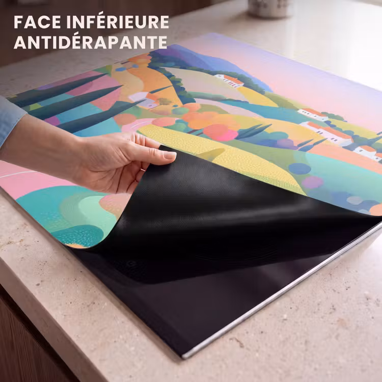 Protection plaque induction - Paysage - Violet - Pastel - Maisons — 7