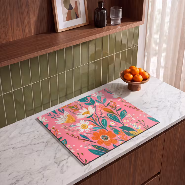 Protection plaque induction - Rose - Fleurs - Blanc - Orange — 4