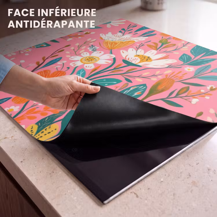 Protection plaque induction - Rose - Fleurs - Blanc - Orange — 7