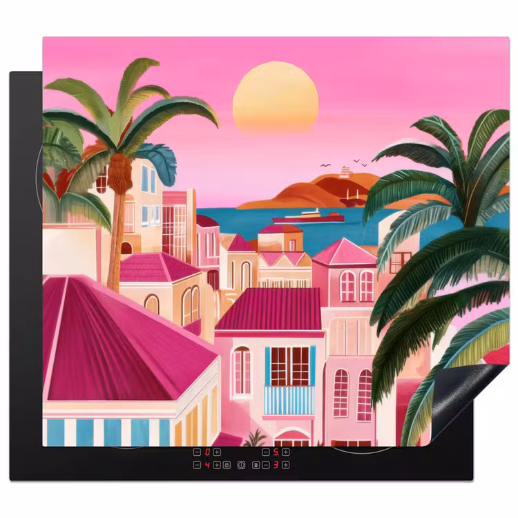Protection plaque induction - Ville - Rose - Palmiers — 1