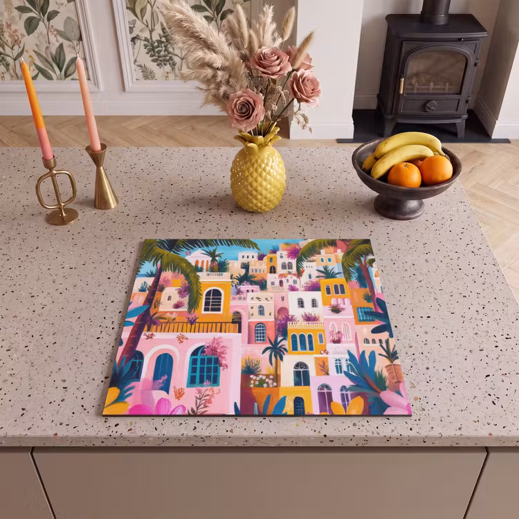 Protection plaque induction - Coloré - Rose - Orange - Jaune - Fleurs — 3