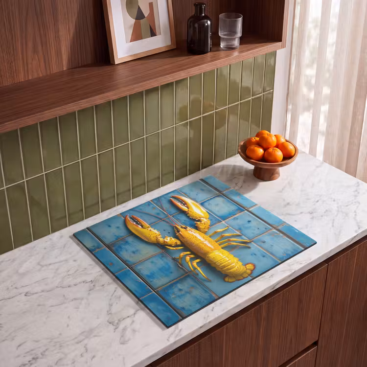 Protection plaque induction - Cancer - Jaune - Bleu - Carreaux — 4