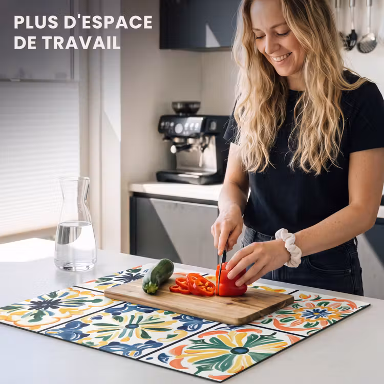 Protection plaque induction - Espagnol - Carreaux - Céramique - Fleurs — 5